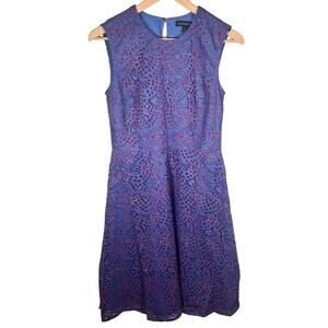 Banana Republic Red & Blue Lace Fit & Flare Sleeveless Dress Size 0